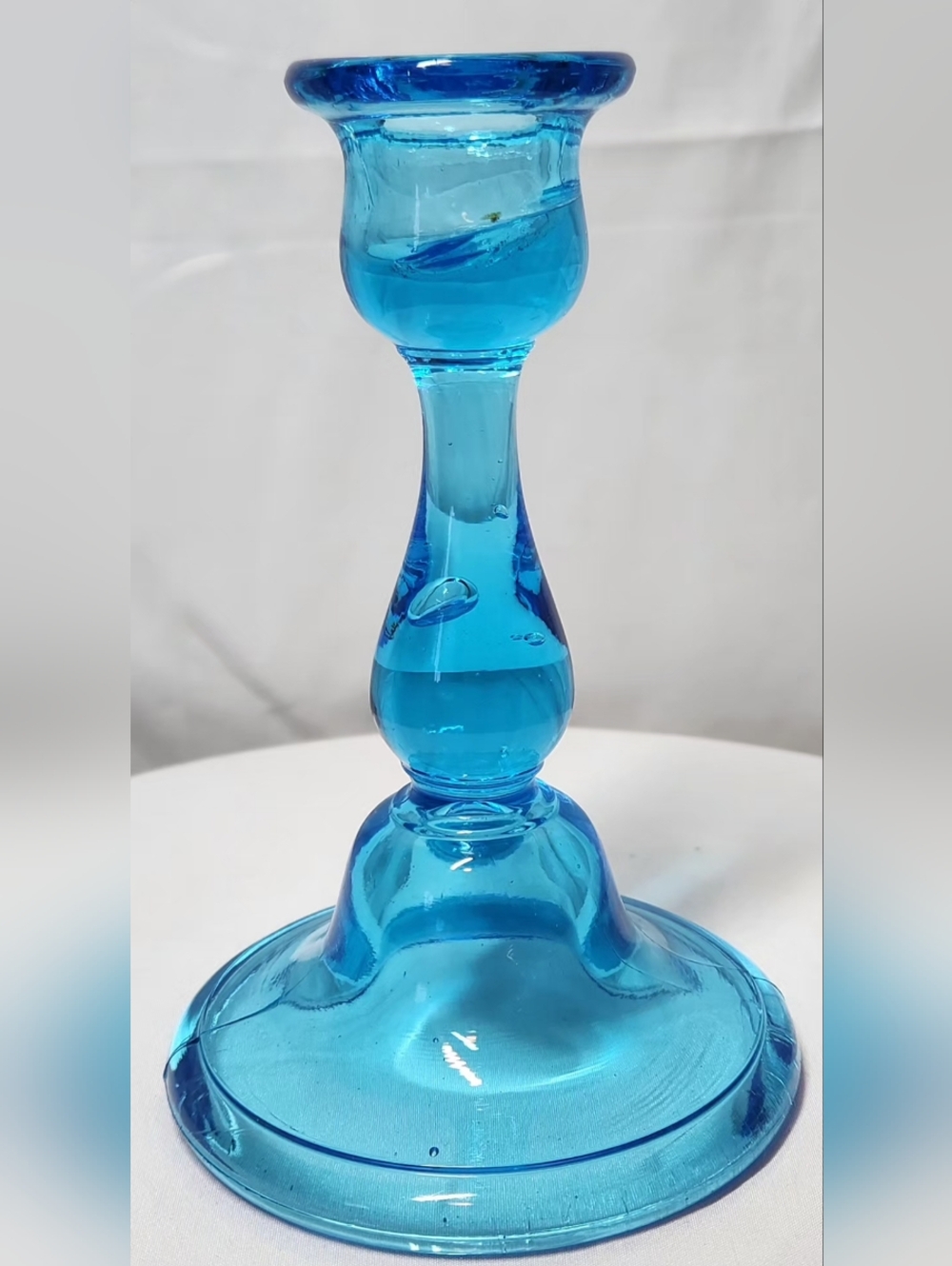 Vintage Art Deco Indiana Blur Glass Candle Holder
